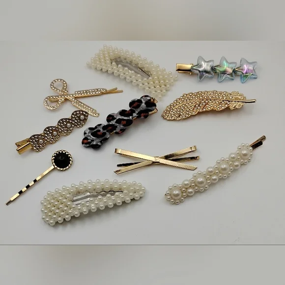 Elegant Variety Of Hair Clips Ten Total 🎁 - Picture 1 of 6